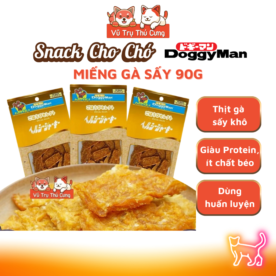 Snack Miếng gà sấy DoggyMan Nhật Bản cho Chó 90g