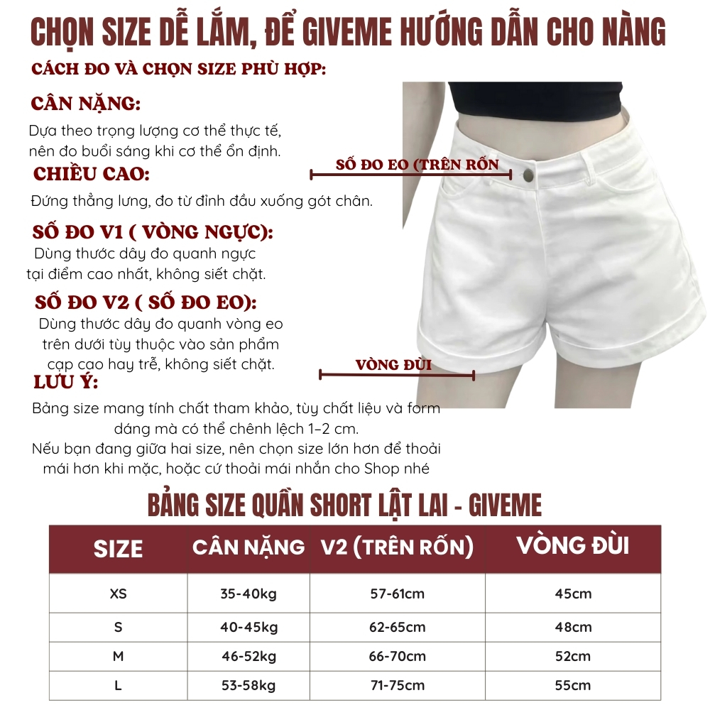 [XẢ KHO] Quần Short LẬT LAI Nữ Lưng Cao Tôn Dáng Chất Jean Kaki, Vải Dày Đẹp Cao Cấp Giveme.clothing_saigon