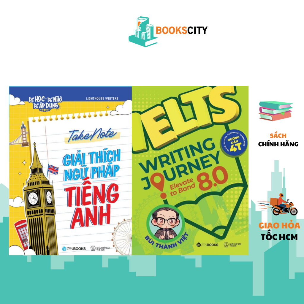 Sách - Ielts Writing Journey: ELEVATE TO BAND 8.0 + Takenotes Giải thích ngữ pháp tiếng anh (Lẻ tùy chọn)