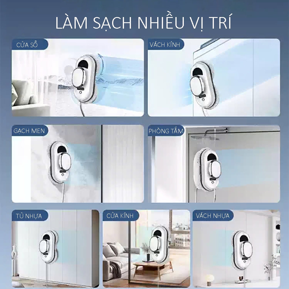 Robot Lau Kính Tự Động, Máy Lau Kính Tự Động, Lực Hút 5600PA Phù Hợp Với Nhiều Loại Bề Mặt Kính