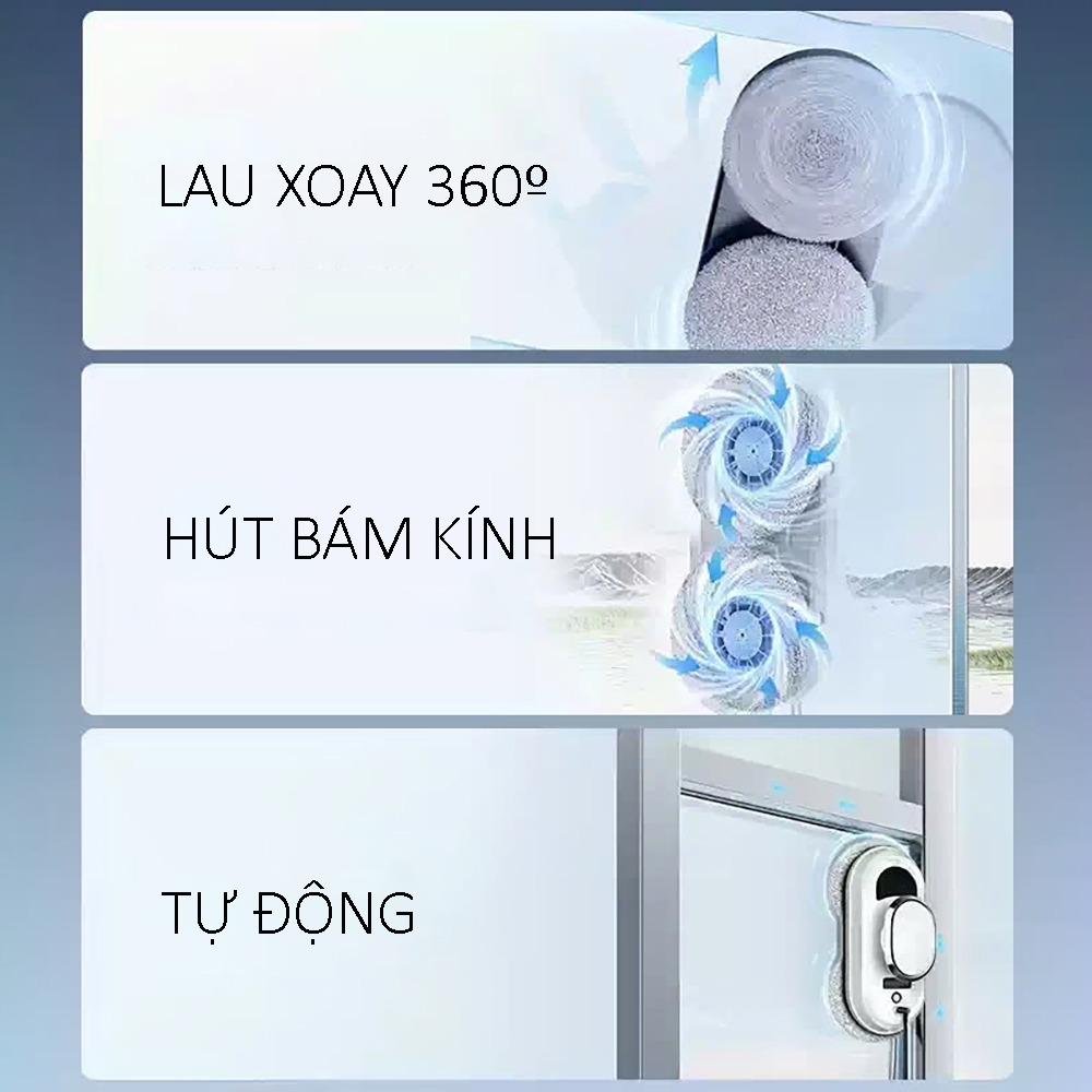 Robot Lau Kính Tự Động, Máy Lau Kính Tự Động, Lực Hút 5600PA Phù Hợp Với Nhiều Loại Bề Mặt Kính