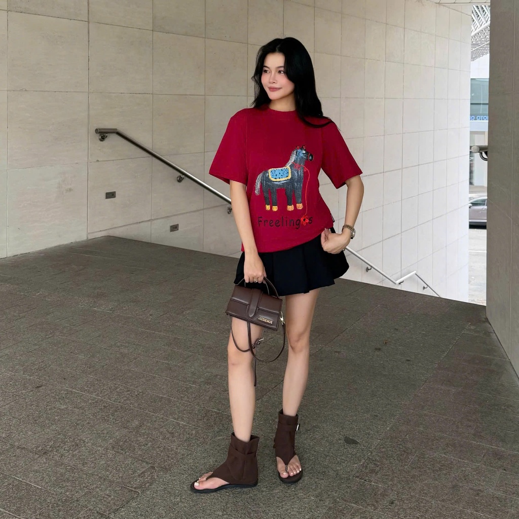 Áo Thun Mirage Chú Ngựa Đỏ Thêu Tinh Xảo Chất 100% Cotton Mềm Mịn Thoáng Mát.