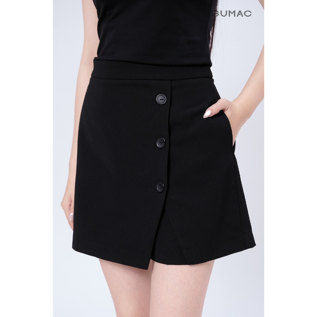 Quần Short Nữ Giả Váy GUMAC Xẻ Đắp V Đính Nút Trang Trí Có Túi Sườn LSHF1201