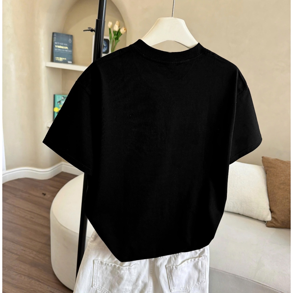 Áo Thun Mirage Thêu Chữ Màu Đen Nghệ Thuật Chất 100% Cotton Mềm Mịn Thoáng Mát.