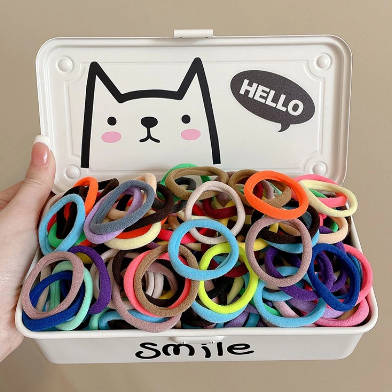Set 20/ 100 Sợi Thun Cột Tóc Bằng Vải Co Giãn Không Đường May Nhiều Màu Sắc Phụ Kiện Tóc Nữ Và Bé Gái