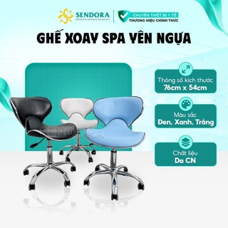 Ghế xoay spa có tựa lưng, có bánh xe, Ghế ngồi spa xoay 360 độ thiết kế yên ngựa cao cấp HMBS-7080