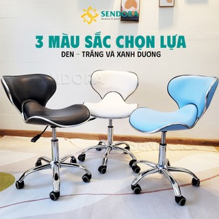Ghế xoay spa có tựa lưng, có bánh xe, Ghế ngồi spa xoay 360 độ thiết kế yên ngựa cao cấp HMBS-7080