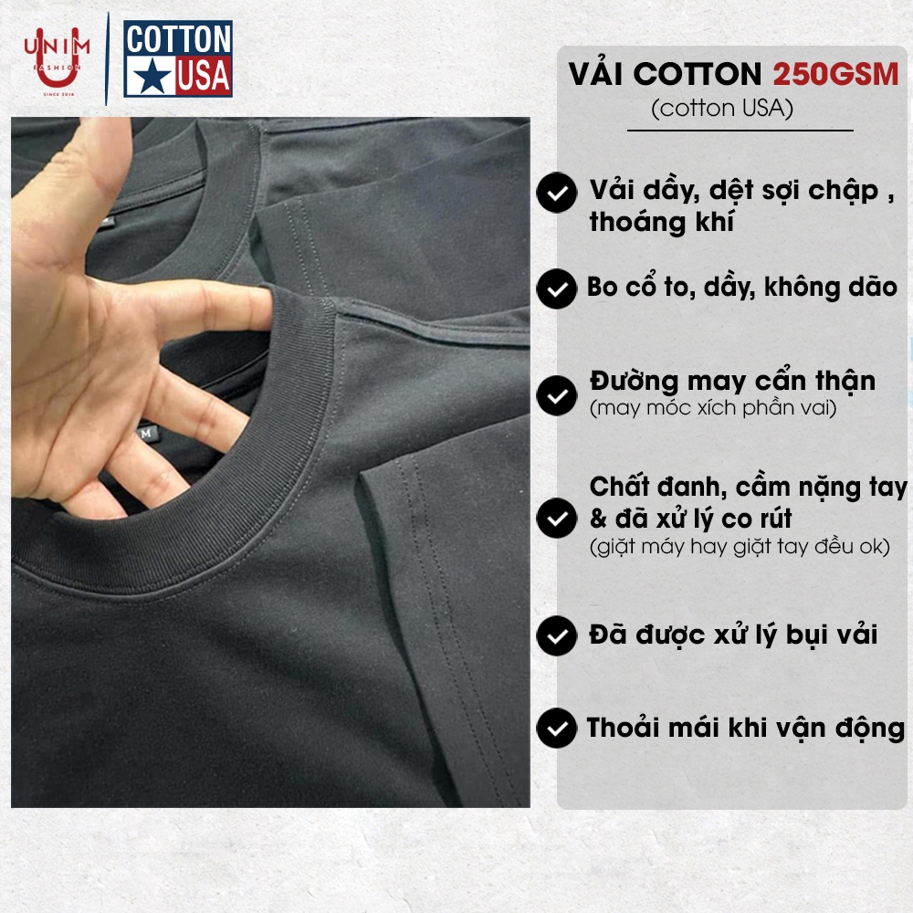 Áo Thun Cờ Mỹ USA Form Áo Boxy Nam Nữ Cổ Tròn Unim Store Hot Trend Vải Cotton 250gsm ATM