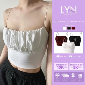 | LYN WEAR | (HOẢ TỐC) Áo Croptop 2 Dây sợi bún - Vải thun rip Trung nhún Tôn V1. Form chuẩn - chất mềm mịn mát