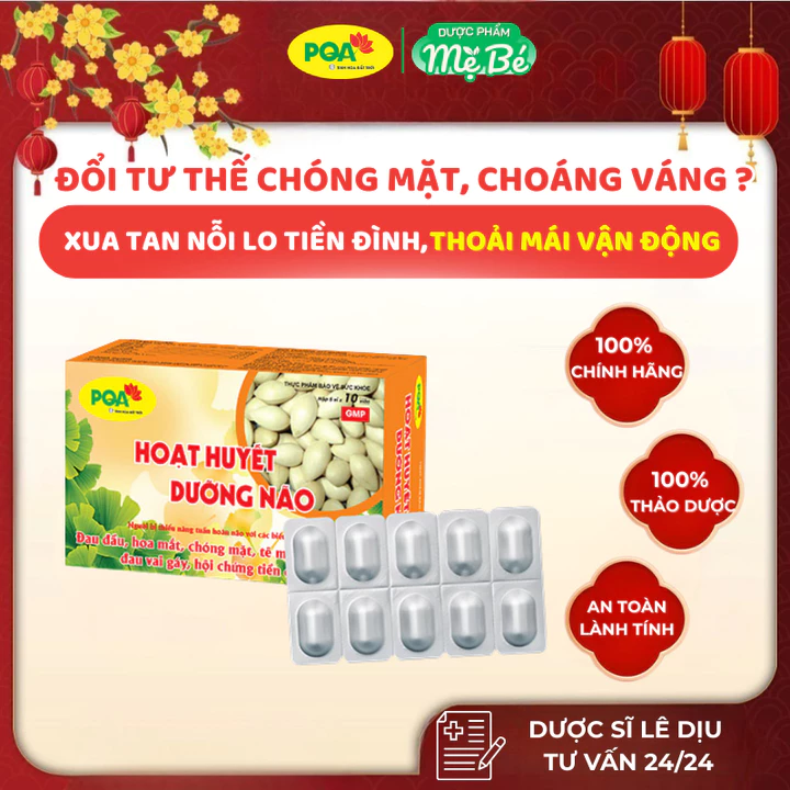 PQA Hoạt Huyết Dưỡng Não - Hỗ Trợ Giảm Rối Loạn Tiền Đình, Hoa Mắt, Chóng Mặt