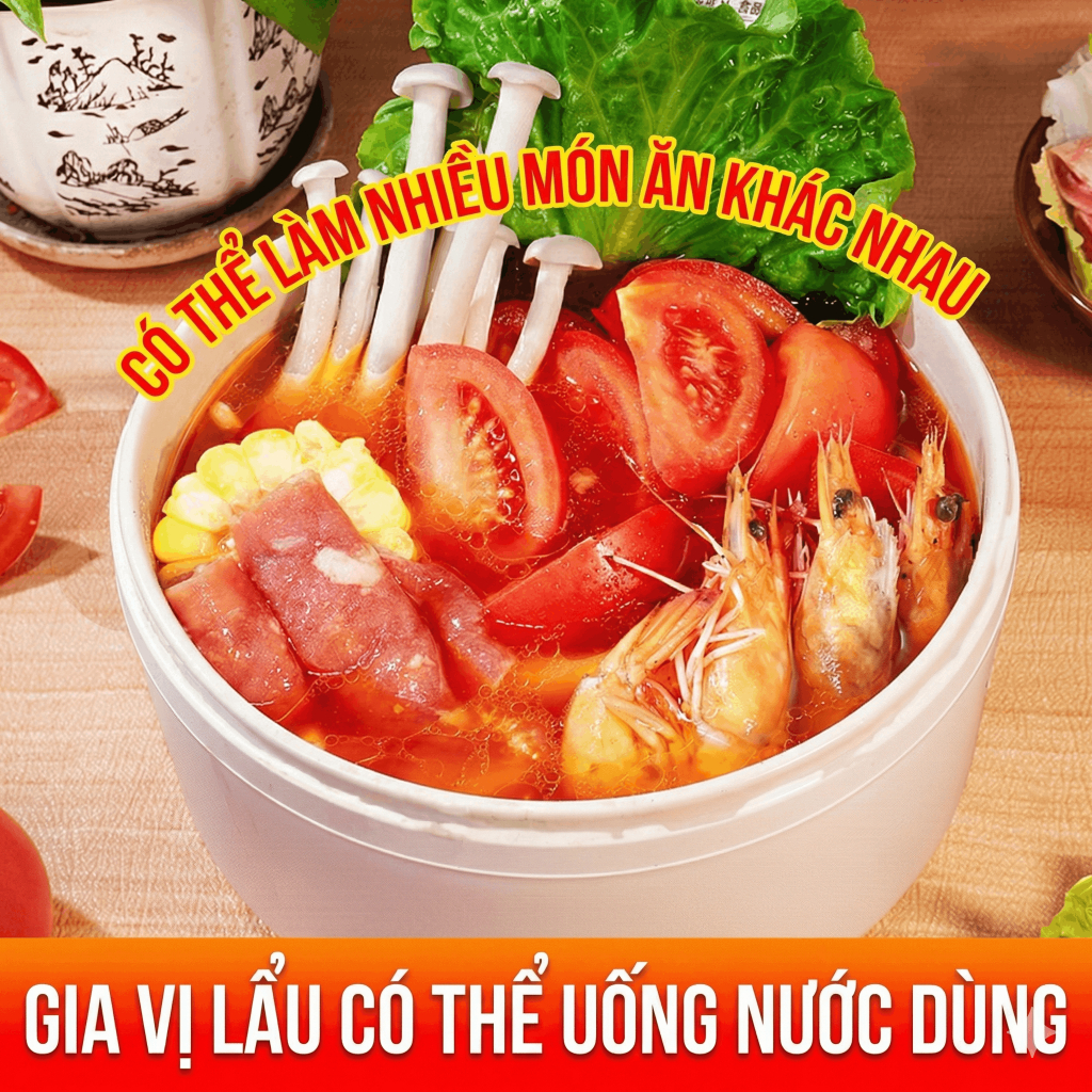 Cốt Lẩu Cà Chua Qiao Tou (Kiều Đầu) - Gia Vị Nấu Lẩu/Canh/Mì Chua Ngọt Đậm Đà, Không Cay, Gói Tiện Lợi - Luka Food