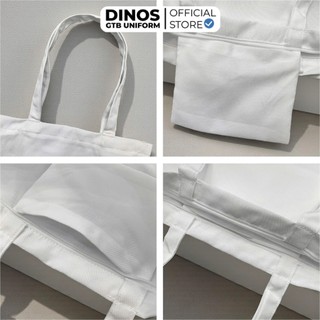 Túi Canvas Trơn DINOS GTB Màu Trắng Kem – In Thêu Theo Yêu Cầu Thời Trang, Làm Quà Tặng