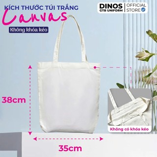 Túi Canvas Trơn DINOS GTB Màu Trắng Kem – In Thêu Theo Yêu Cầu Thời Trang, Làm Quà Tặng