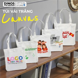 Túi Canvas Trơn DINOS GTB Màu Trắng Kem – In Thêu Theo Yêu Cầu Thời Trang, Làm Quà Tặng