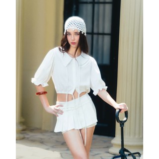 Quần short giả váy EAGER kiểu xếp ly phối bèo DEVON SHORT