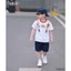 Bộ cotton cộc tay hoạ tiết happy holiday bé trai, set bộ cộc tay áo cotton quần giả bò cho bé t1125b03