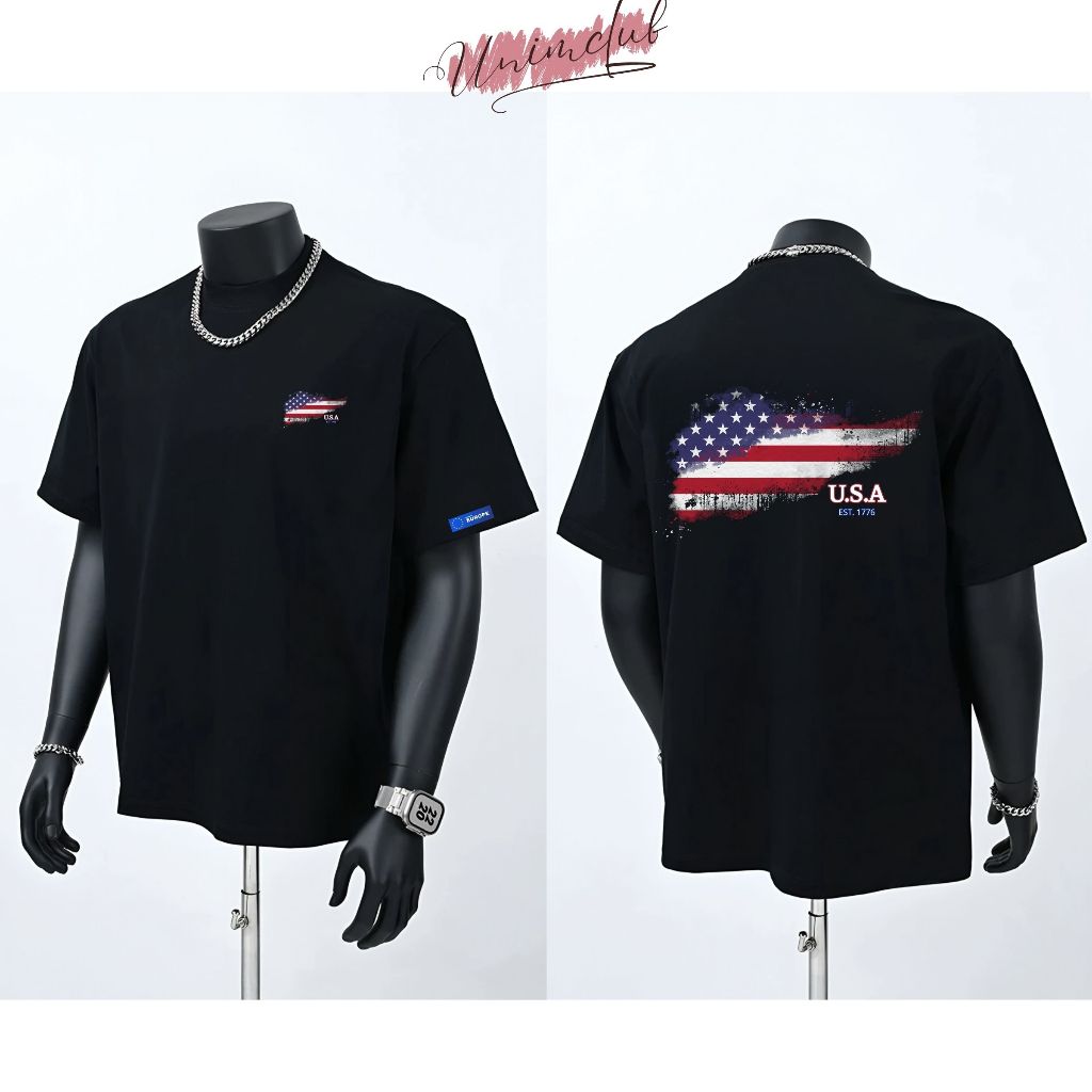 Áo Thun Mỹ NewYork Áo Thun Boxy Nam Nữ Phong Cách Đường Phố Vải Cotton 100% Định Lượng 250gsm