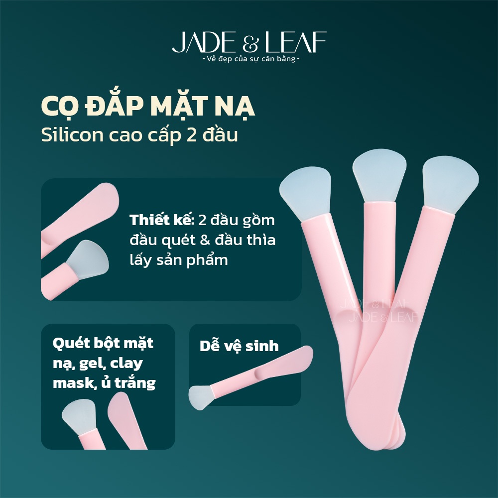 Cọ Đắp Mặt Nạ Jade&Leaf, Quét Mask Lấy Kem 2 Đầu Thông Minh Chất Liệu Silicon Màu Hồng Siêu Xinh