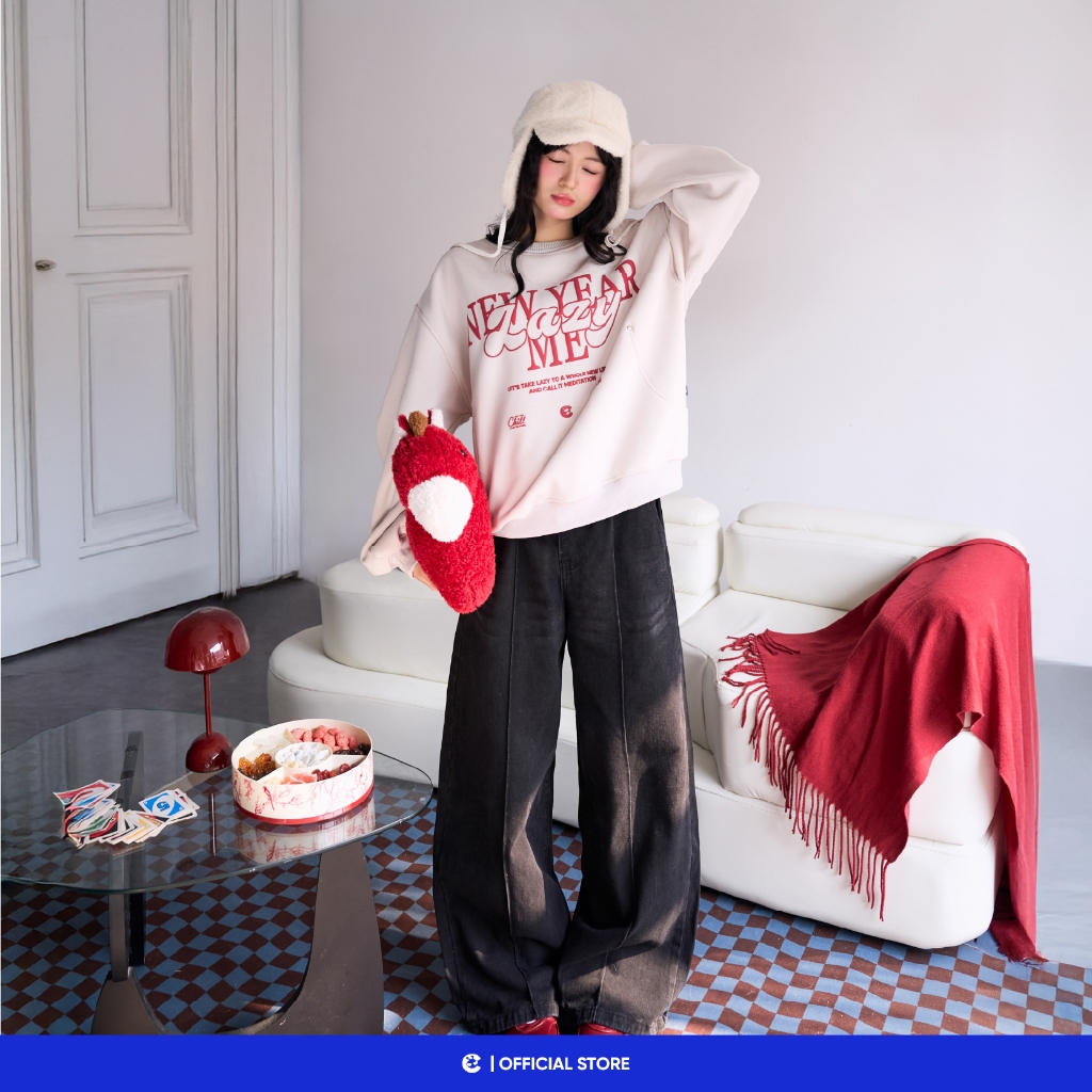 Áo sweater boxy nỉ nhung mùa đông nam nữ boxy Local Brand Chính Hãng City Cycle Áo sweater New Year