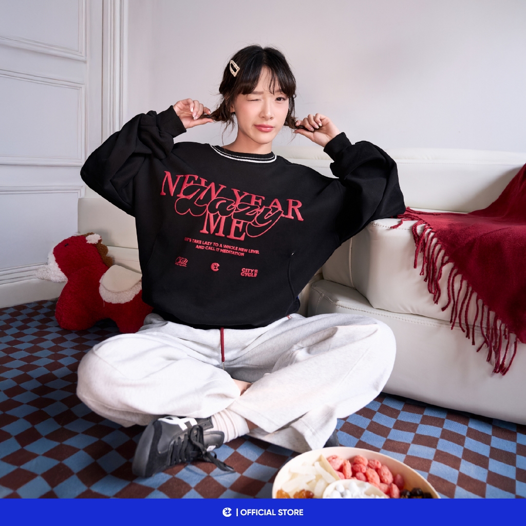 Áo sweater boxy nỉ nhung mùa đông nam nữ boxy Local Brand Chính Hãng City Cycle Áo sweater New Year