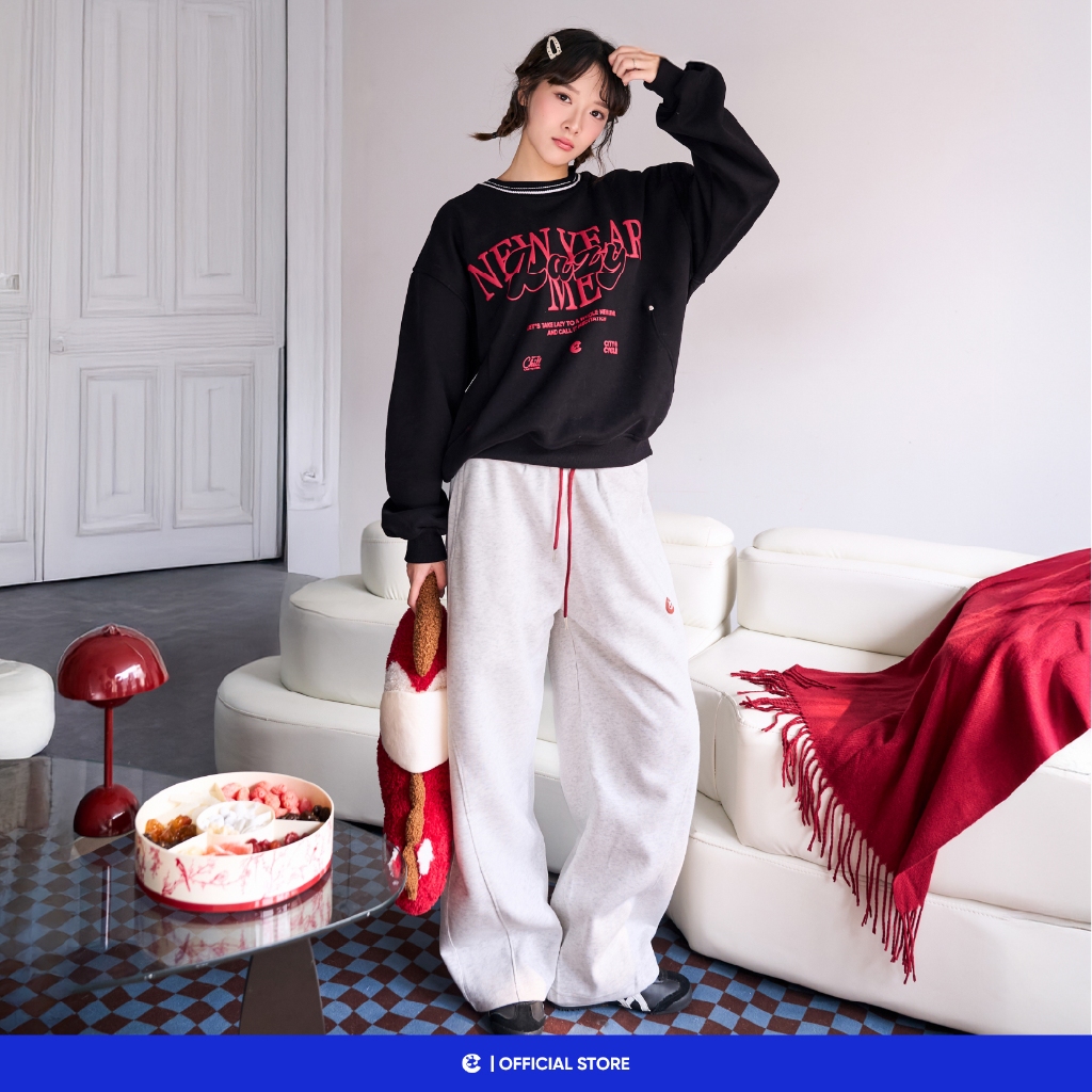 Áo sweater boxy nỉ nhung mùa đông nam nữ boxy Local Brand Chính Hãng City Cycle Áo sweater New Year