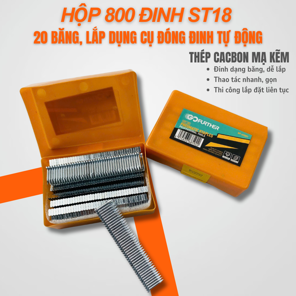 ĐINH ĐÓNG TƯỜNG BÊ TÔNG ST18 – HỘP 800 CÂY – DÙNG MÁY BẮN ĐINH