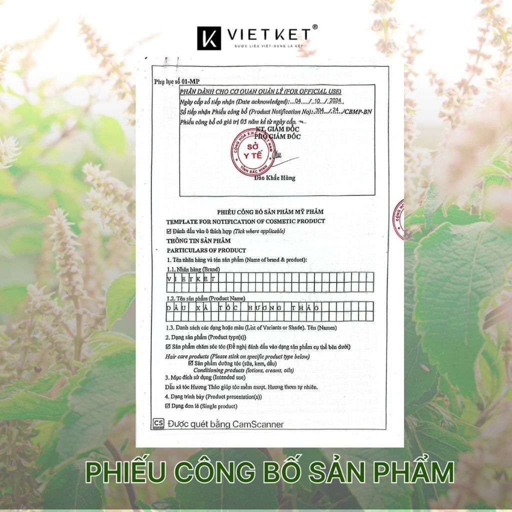 Dầu Xả Tóc Thảo Dược Hương Thảo VIETKET 250ml - Dưỡng Tóc Suôn Mượt, Cung Cấp Độ Ẩm, Giảm Hư Tổn Chẻ Ngọn