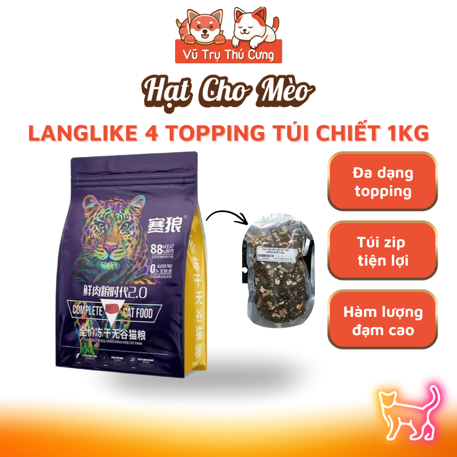 1Kg Hạt LangLike Cho Mèo Đạm Cao & Siêu Topping