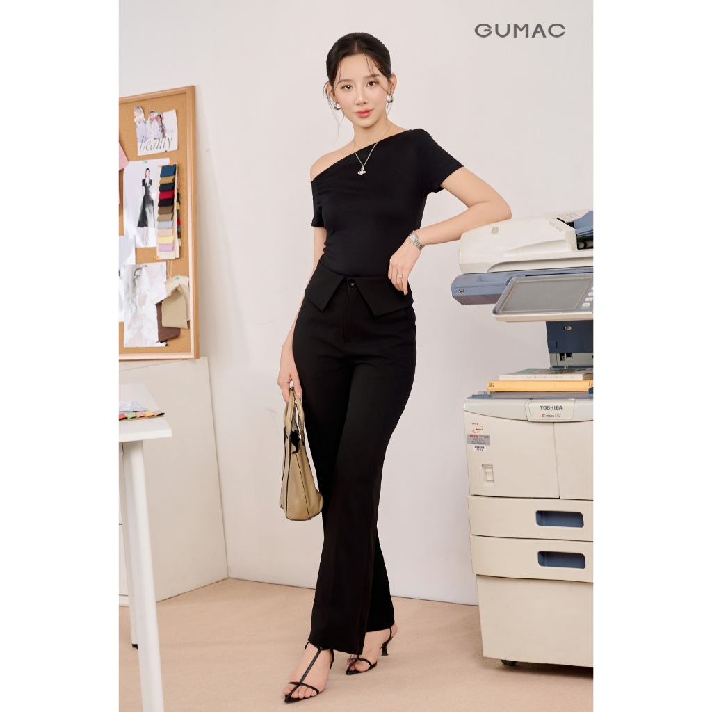 Quần tây nữ GUMAC ống suông lưng kiểu  QF08013