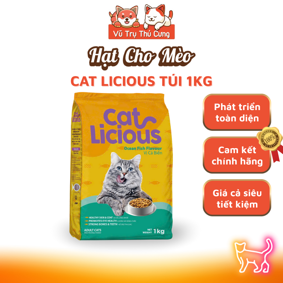 (1Kg) Thức Ăn Hạt Cho Mèo Trưởng Thành Vị Cá Biển Cat Licious