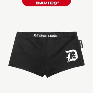 Quần đùi thun nữ ôm sát body DAVIES mini short cạp thấp thiết kế hình in lụa thun co giãn màu đen Legacy Short | D-Q16-D