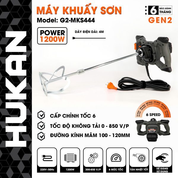 Máy Khuấy Sơn (GEN2) G2-MKS444 6 cấp chỉnh tốc Công suất: 1200W Điện áp: 220V
