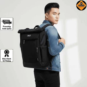 Balo nắp gập du lịch chống thấm Xbags DarkBear XB1202 cao cấp mở rộng mạnh mẽ màu đen phối da!