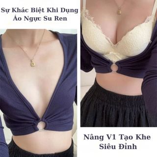 Áo Ngực Nữ Su Không Gọng Ren Hoa Mềm Mút Êm Nâng V1, Áo lót Thoáng Khí Tạo Khe Quyến Rũ King Shop A-1849