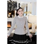 Set Váy Công Sở Tiểu Thư, Set Dự Tiệc Cao Cấp LA ROSA Áo Peplum Dạ Tiêu Kèm Đai Phối Chân Váy Đen Viền Trắng S1060 — ảnh 5