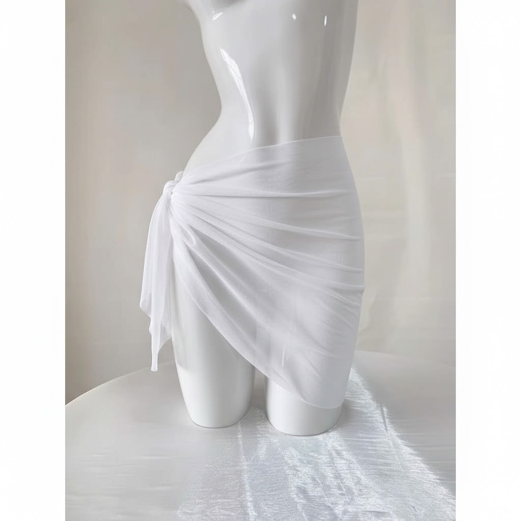 Khăn Voan quấn Bikini siêu hot 3 màu trắng/đen/kem Ohari Khăn choàng Bikini đa năng