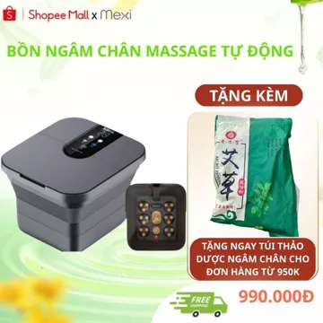 Bồn ngâm chân massage Mexi Chigo gấp gọn, Máy massage ngâm chân hồng ngoại sục khí, kèm ổ chống giật an toàn