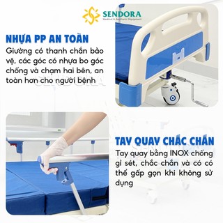 Giường bệnh nhân 2 tay quay nâng hạ lưng chân, Giường y tế bệnh nhân đa năng cho người già HMHB-1020