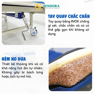 Giường bệnh nhân 2 tay quay nâng hạ lưng chân, Giường y tế bệnh nhân đa năng cho người già HMHB-1020