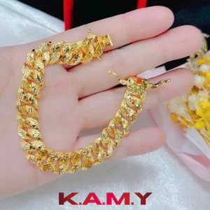 Lắc Tay Nam Nữ Khoen Lật Bản To Mạ Vàng – Vòng Tay Xích Cao Cấp Bền Màu, Sang Trọng