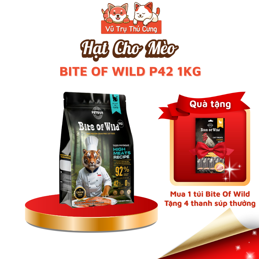 Hạt Cho Mèo Bite Of Wild P42 Không Độn Ngũ Cốc, Hàm Lượng Protein 42%, Giúp Mèo Tăng Cân