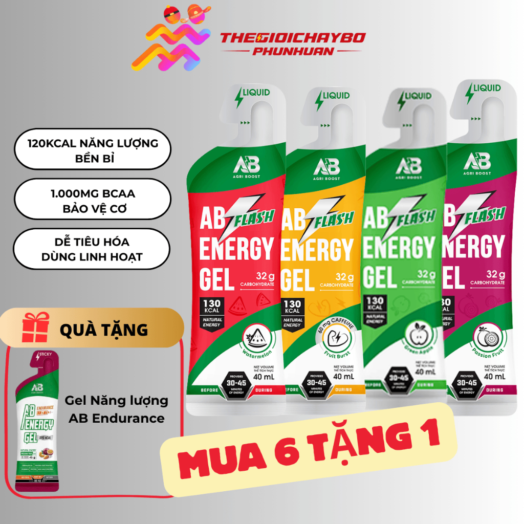 [MUA 6 TẶNG 1 Endurance] Gel Năng Lượng Chạy Bộ AB NUTRITION Dạng Lỏng 45g Duy Trì Sức Bền Cho Người Chơi Thể Thao