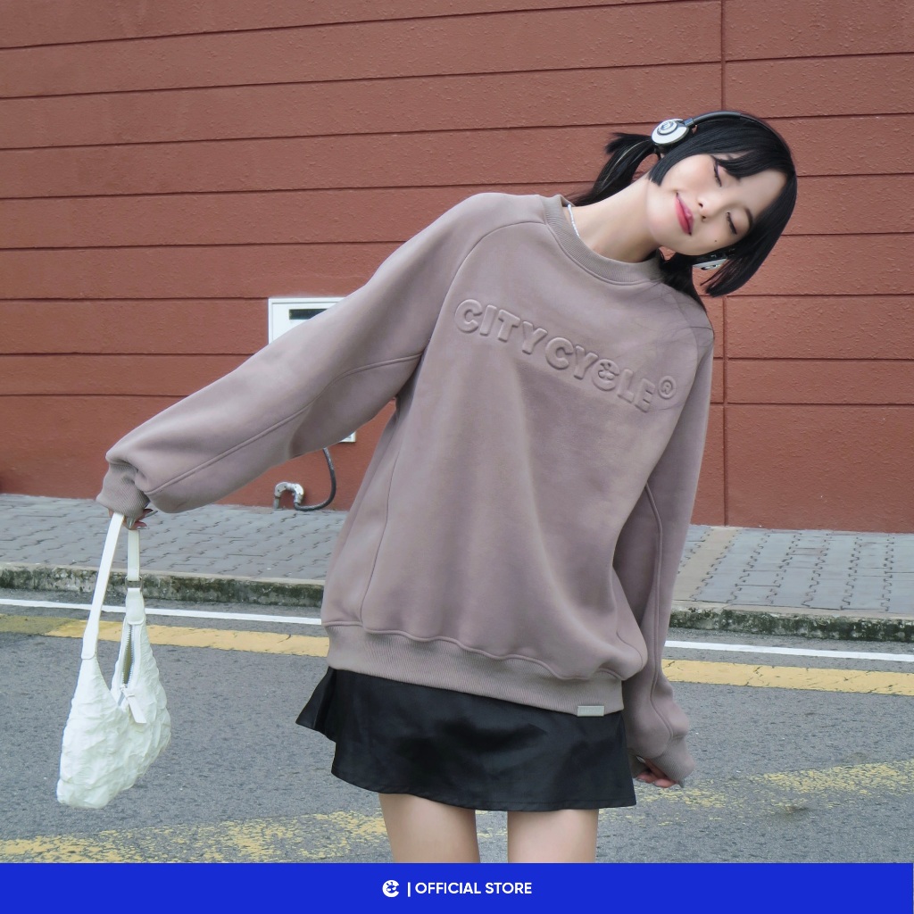 Áo sweater nam nữ đôi mùa thu đông nỉ bông dày Local Brand Chính Hãng City Cycle Áo Sweater Raglan Embossed