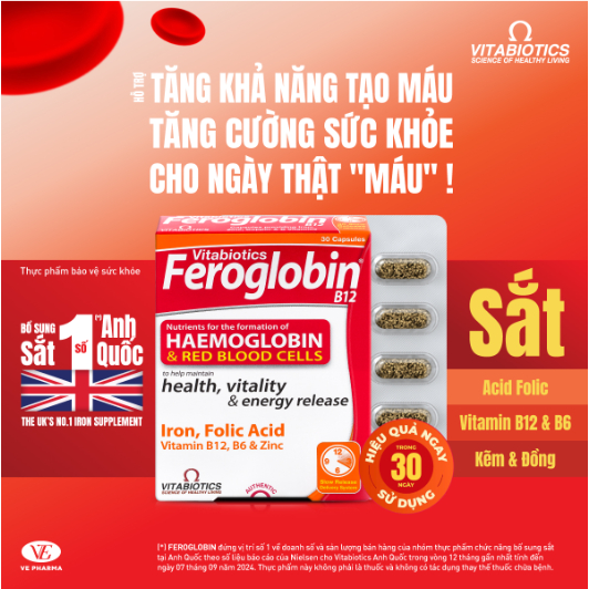 Thực phẩm bảo vệ sức khỏe FEROGLOBIN B12 Capsules - Hỗ trợ tăng khả năng tạo máu