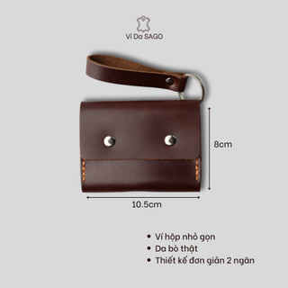 Ví hộp nhỏ gọn đưng thẻ , cccd mới , tiền gập đôi da bò  pullup, kích thước 8x10.5 cm.- thương hiệu Ví Da SAGO (VH06)