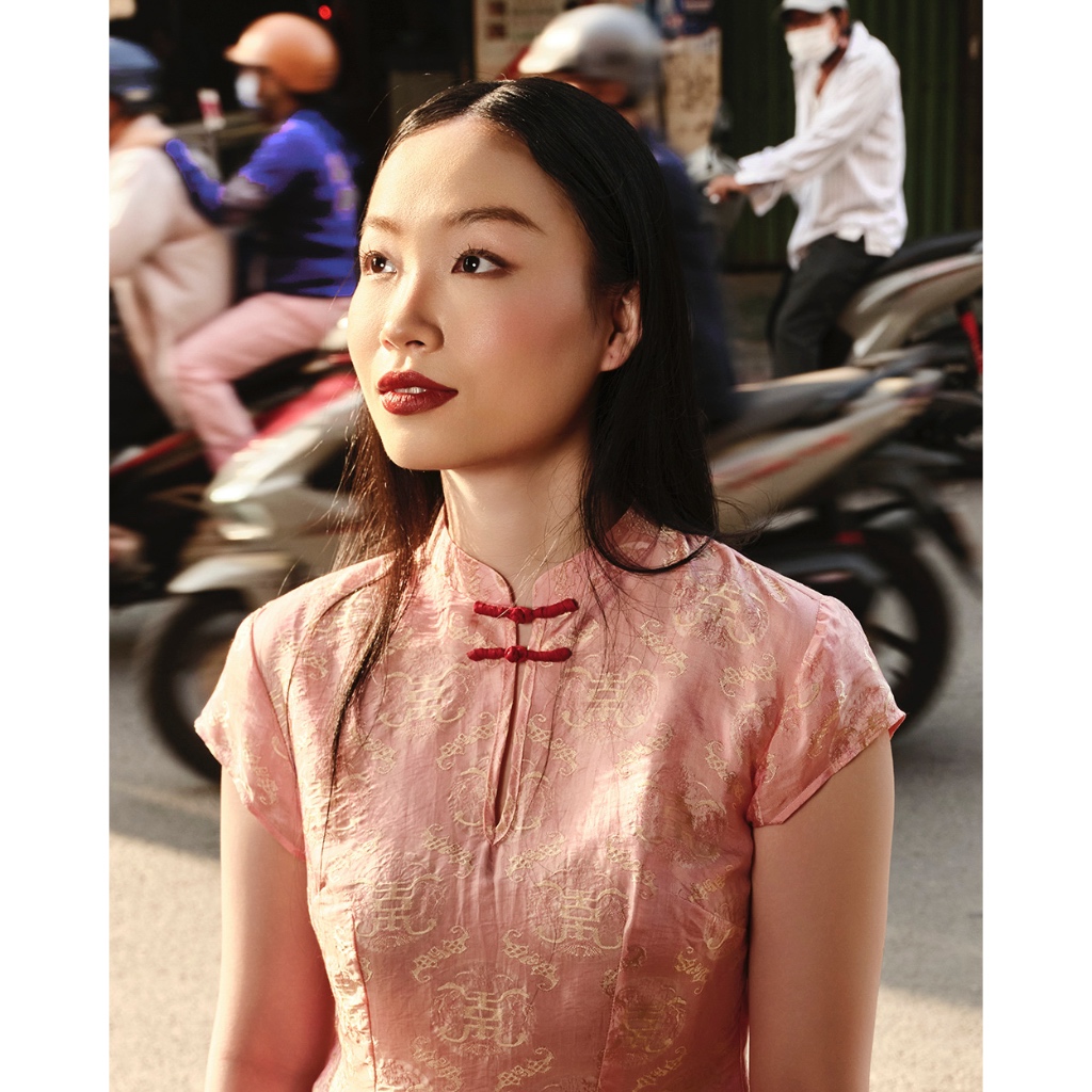 TheBlueTshirt - Áo lụa tơ tằm kiểu cổ tàu cách điệu thanh lịch cho nữ - Jade Top Silk