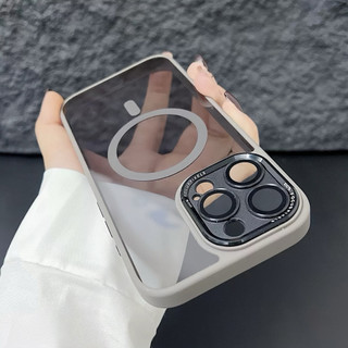Ốp Lưng IP Từ Tính Hỗ Trợ Sạc Không Dây Lưng Mờ, Có Khung Bảo Vệ Camera, Chống Sốc, Viền Dẻo