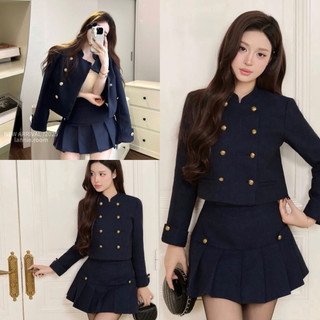 [S2.4279] Set Dạ Vest Phối Chân Váy Xếp Ly 3 Màu Hàng 2 Lớp Dày Dặn