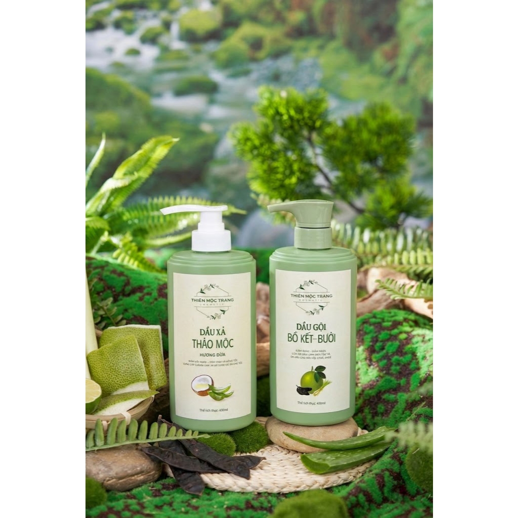 Combo 2 Dầu Gội Thảo Mộc Bồ Kết – Bưởi & 1 Dầu Xả Hương Dừa 430ml – Sạch Gàu, Giảm Rụng Tóc, Tóc Mềm Mượt Không Bết