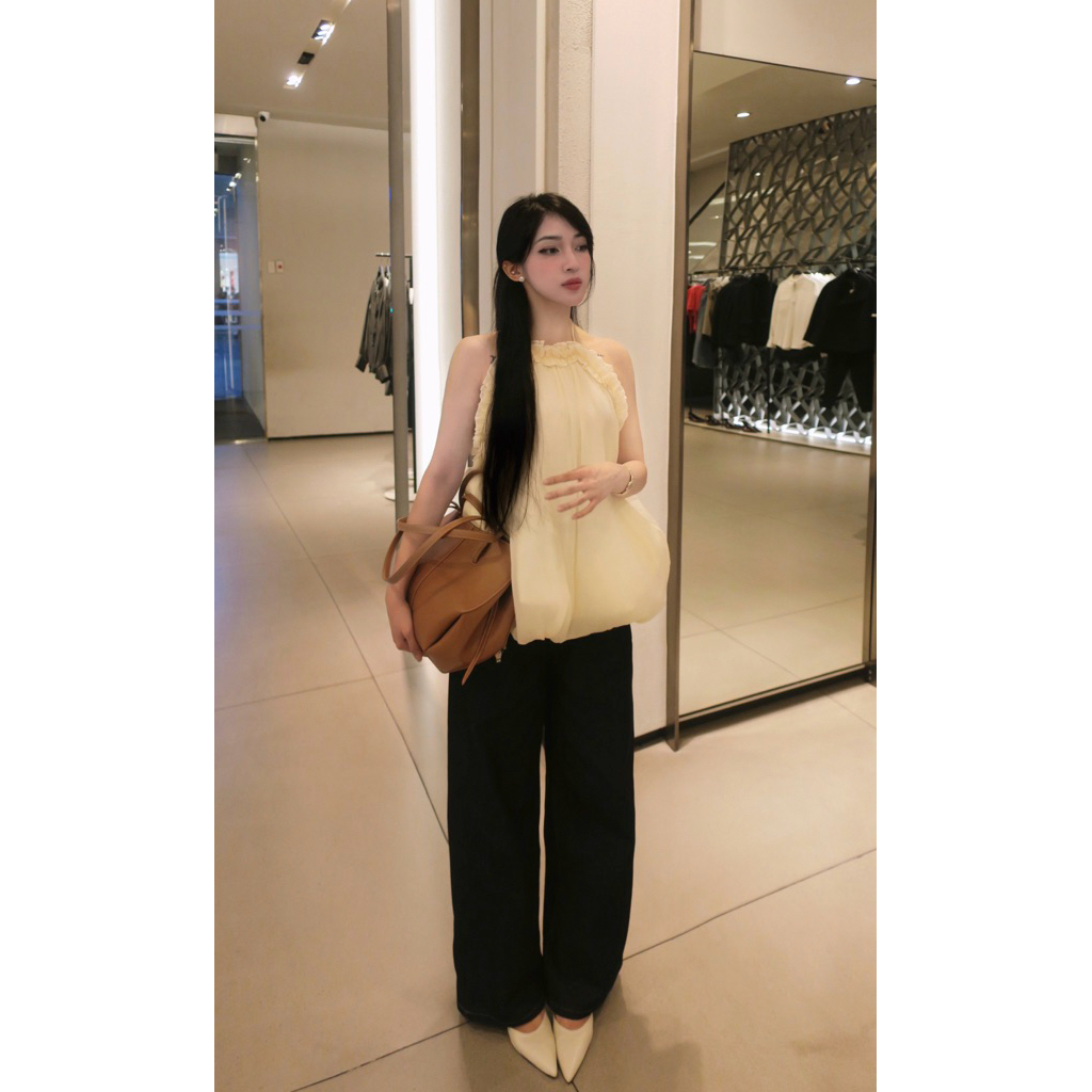 HERBIE - Set váy bí cổ yếm dáng babydoll tiểu thư kèm quần bí (hoa cài) | Amelie Dress 🍂
